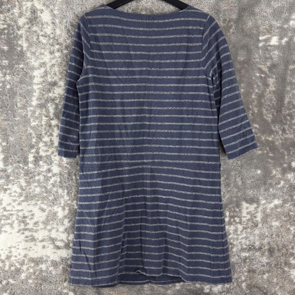 Zinni Garnet Hill Size M Striped Stretch Mini Shift Dress Blue 3/4 Sleeve Pullov - Picture 4 of 9